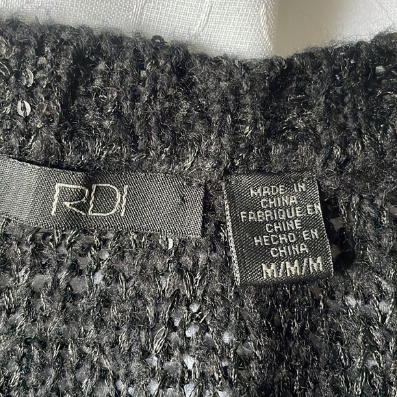 RDI V neck pullover sweater black with sequins and sheer back Sz M - Picture 4 of 7
